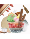 Słoiki Weck 370ml przetwory MOLD żaroodporne drewniane wieka 12szt miarka