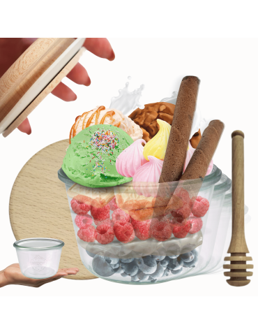 Słoiki Weck 370ml przetwory MOLD żaroodporne drewniane wieka 12szt nabierak