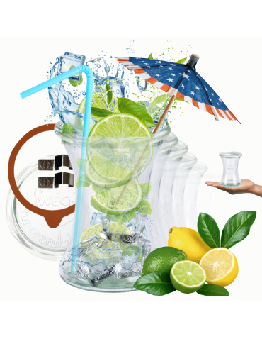 Słoiki Weck 370ml pucharek DELI żaroodporne dżem zapinki wieko gumka 6szt