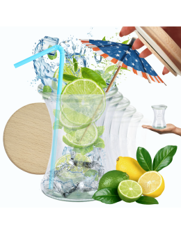 Słoiki Weck 370ml pucharek DELI żaroodporne drewniane wieka 6szt SOLIDNE