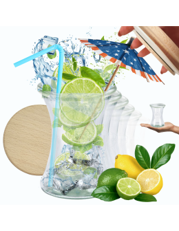 Słoiki Weck 370ml pucharek DELI żaroodporne drewniane wieka 12szt SOLIDNE