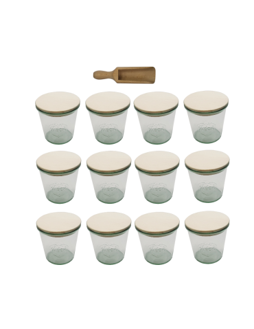 Słoiki Weck 580ml przetwory MOLD żaroodporne drewniane wieka 12szt miarka - produkt 2