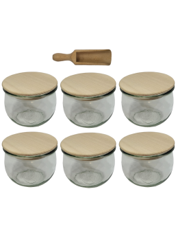 Słoiki Weck 580ml 0,5L słoik TULIP żaroodporne drewniane wieka 6szt miarka - product 2