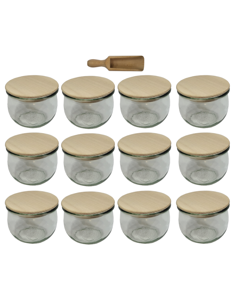 Słoiki weck - Słoiki Weck 580ml 0,5L słoik TULIP żaroodporne drewniane wieka 12szt miarka - product b2b.wamar.biz 2