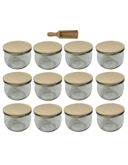 Słoiki Weck 580ml 0,5L słoik TULIP żaroodporne drewniane wieka 12szt miarka - product 2