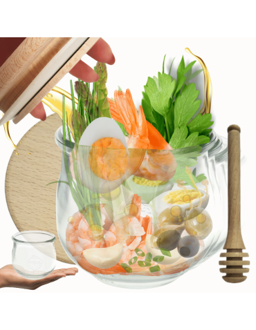 Słoiki Weck 580ml 0,5L TULIP żaroodporne drewniane wieka 6szt nabierak