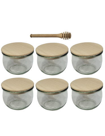 Słoiki Weck 580ml 0,5L TULIP żaroodporne drewniane wieka 6szt nabierak - product 2