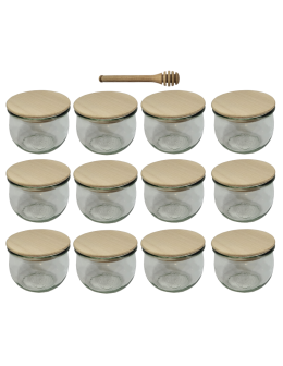 Słoiki Weck 580ml 0,5L TULIP żaroodporne drewniane wieka 12szt nabierak - product 2