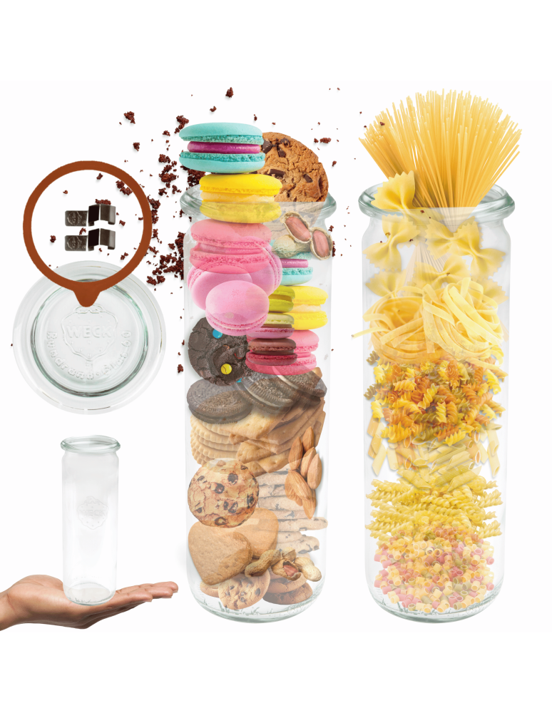 Słoiki weck - Słoik Weck 600ml na makaron CYLINDER żaroodporny zapinki wieko gumka 1szt - product b2b.wamar.biz 1