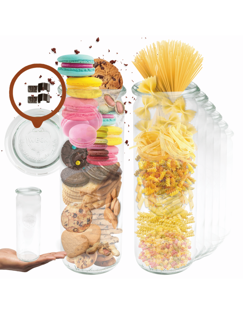 Słoiki weck - Słoiki Weck 600ml na makaron CYLINDER żaroodporne zapinki wieko gumka 12szt - produkt b2b.wamar.biz 1