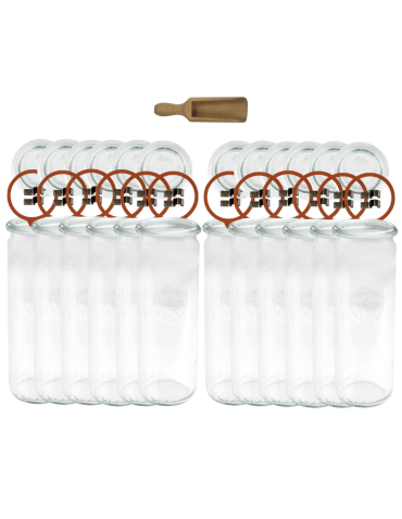 Słoiki Weck 600ml na sok CYLINDER żaroodporne miara spinki wieko gumka 12szt - product 2