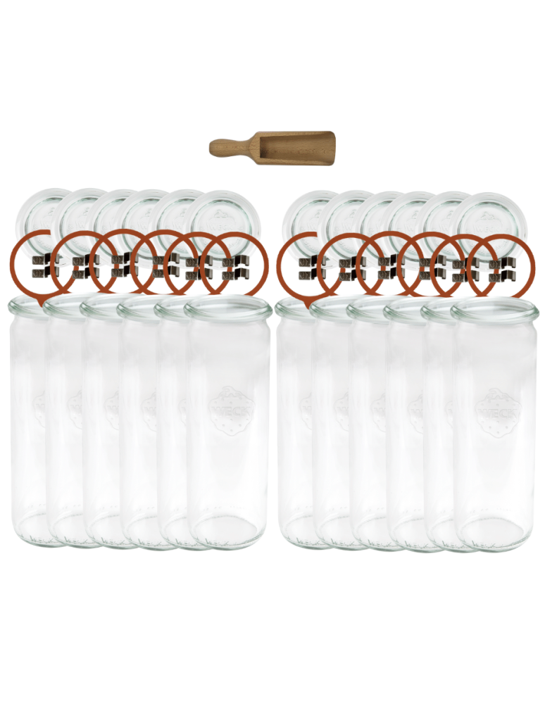 Słoiki weck - Słoiki Weck 600ml na sok CYLINDER żaroodporne miara spinki wieko gumka 12szt - product b2b.wamar.biz 2