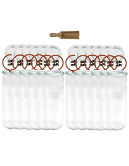 Słoiki Weck 600ml na sok CYLINDER żaroodporne miara spinki wieko gumka 12szt - product 2