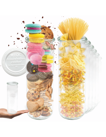 Słoiki Weck 600ml przetwory CYLINDER żaroodporne weki plastikowe wieka 6szt