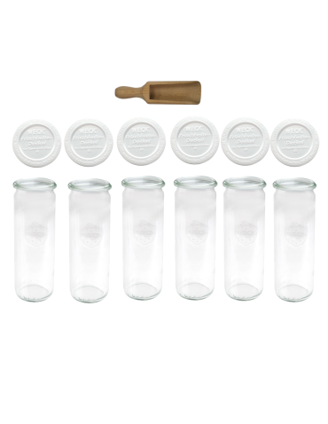 Słoiki Weck 600ml soki CYLINDER żaroodporne plastikowe wieka MIARKA 6szt - produkt 2