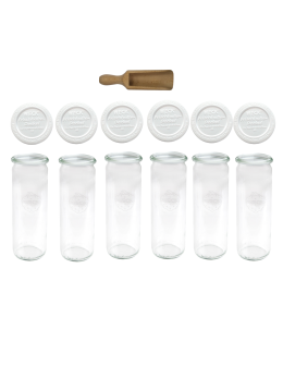 Słoiki Weck 600ml soki CYLINDER żaroodporne plastikowe wieka MIARKA 6szt - product 2