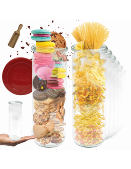 Słoiki Weck 600ml przetwory CYLINDER żaroodporne silikonowe wieko 6szt miarka