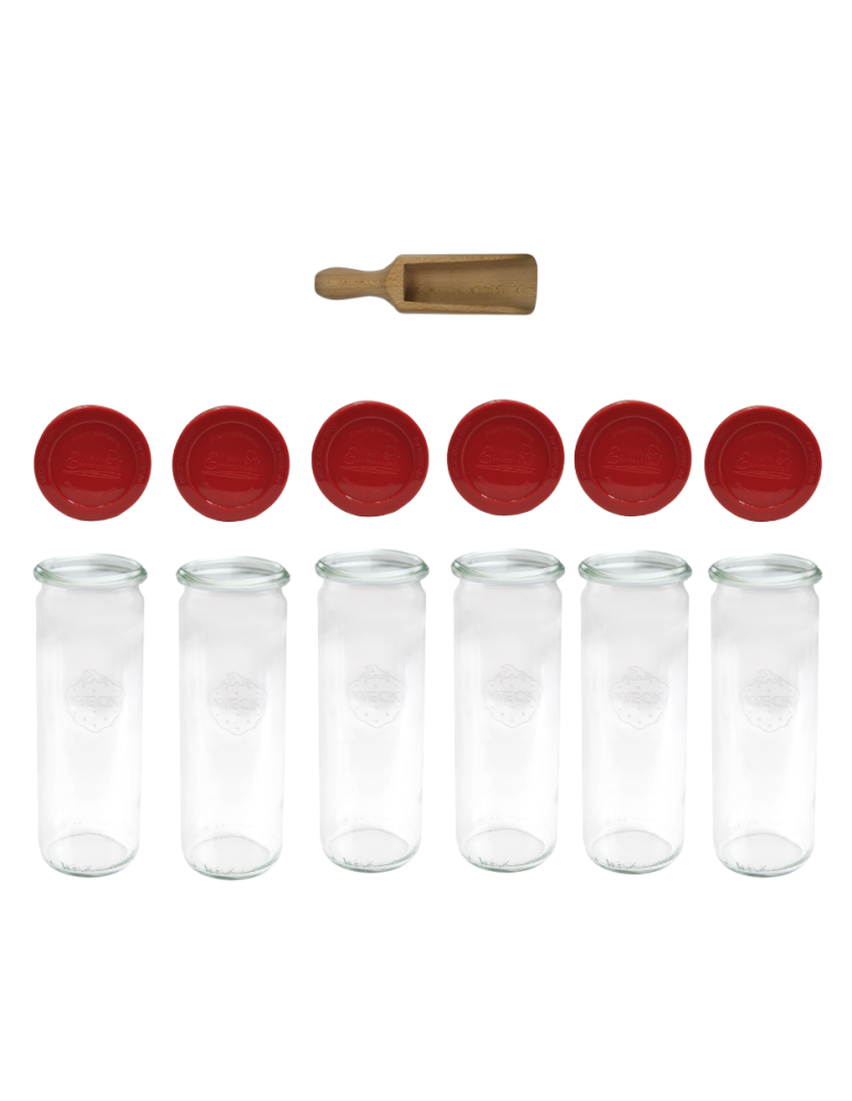 Słoiki weck - Słoiki Weck 600ml przetwory CYLINDER żaroodporne silikonowe wieko 6szt miarka - product b2b.wamar.biz 2