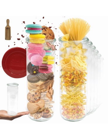 Słoiki Weck 600ml przetwory CYLINDER żaroodporne silikonowe wieko 12szt miarka