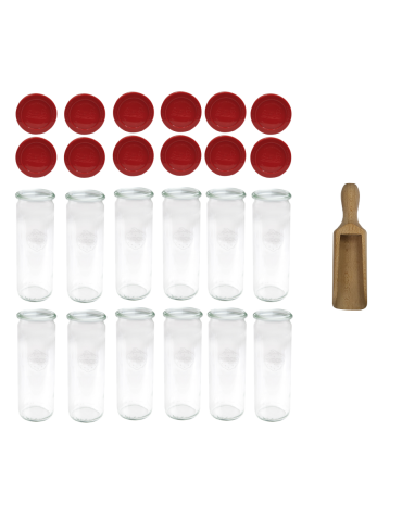 Słoiki Weck 600ml przetwory CYLINDER żaroodporne silikonowe wieko 12szt miarka - product 2