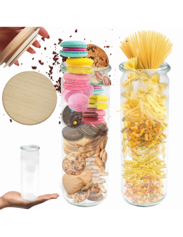 Słoik Weck 600ml na cukierki CYLINDER żaroodporny drewniane wieko 1szt SOLIDNY