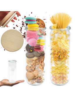 Słoik Weck 600ml na cukierki CYLINDER żaroodporny drewniane wieko 1szt SOLIDNY