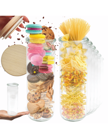 Słoiki Weck 600ml przetwory CYLINDER żaroodporne drewniane wieka 6szt SOLIDNE