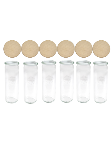 Słoiki Weck 600ml przetwory CYLINDER żaroodporne drewniane wieka 6szt SOLIDNE - product 2