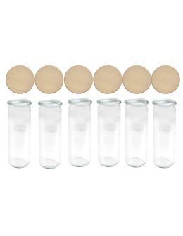 Słoiki Weck 600ml przetwory CYLINDER żaroodporne drewniane wieka 6szt SOLIDNE - product 2