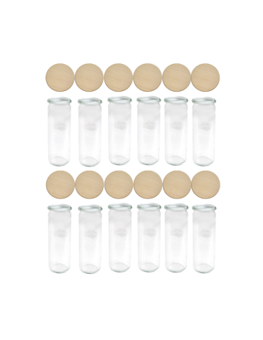 Słoiki Weck 600ml przetwory CYLINDER żaroodporne drewniane wieka 12szt SOLIDNE - product 2