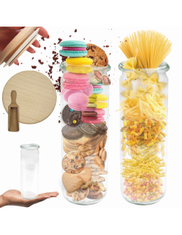 Słoik Weck 600ml na ciastka CYLINDER żaroodporny drewniane wieko 1szt miarka