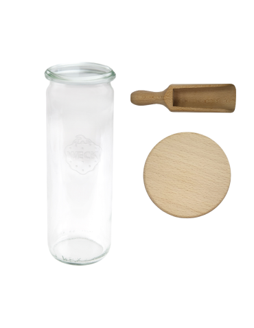 Słoik Weck 600ml na ciastka CYLINDER żaroodporny drewniane wieko 1szt miarka - product 2