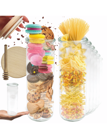 Słoiki Weck 600ml przetwory CYLINDER żaroodporne drewniane wieka 6szt nabierak