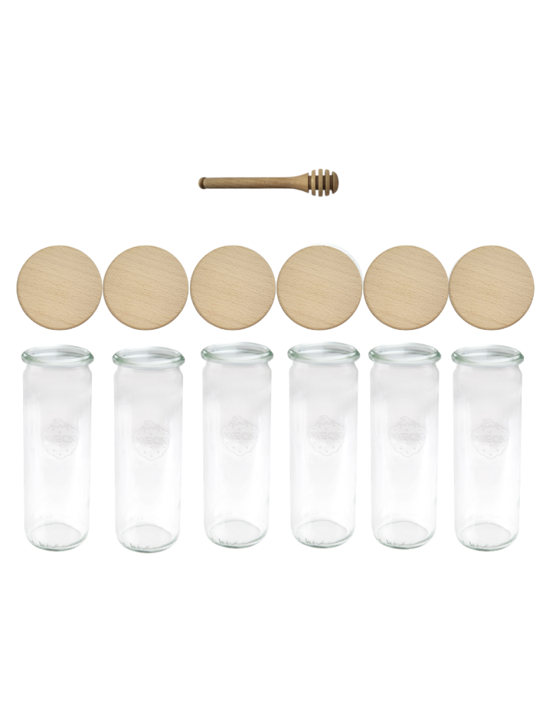 Słoiki weck - Słoiki Weck 600ml przetwory CYLINDER żaroodporne drewniane wieka 6szt nabierak - produkt b2b.wamar.biz 2