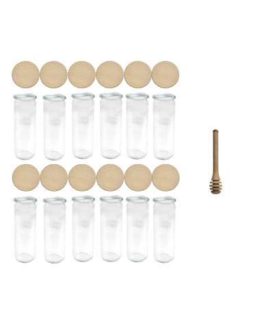Słoiki Weck 600ml przetwory CYLINDER żaroodporne drewniane wieka 12szt nabierak - product 2