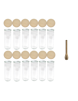 Słoiki Weck 600ml przetwory CYLINDER żaroodporne drewniane wieka 12szt nabierak - product 2