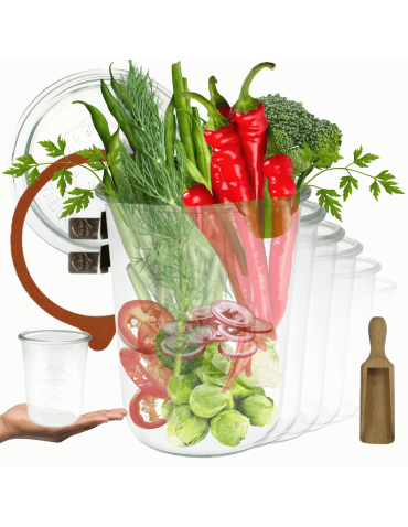 Słoiki Weck 850ml do kiszenia MOLD żaroodporne miarka spinki wieko gumka 6szt