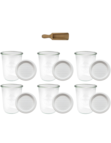 Słoiki Weck 850ml przetwory MOLD ryż makaron plastikowe wieka MIARKA 6szt - product 2