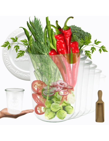 Słoiki Weck 850ml MOLD do przechowywania plastik wieka MIARKA 12szt