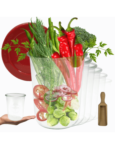 Słoiki Weck 850ml MOLD SZCZELNE silikonowe wieko 12szt miarka PŁYNY