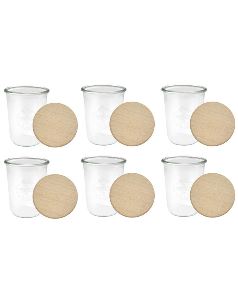 Słoiki weck - Słoiki Weck 850ml do suchych produktów MOLD drewniane wieka z gumką 6szt - product b2b.wamar.biz 2