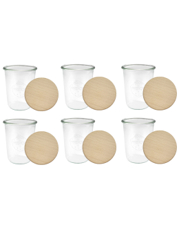 Słoiki Weck 850ml do suchych produktów MOLD drewniane wieka z gumką 6szt - product 2