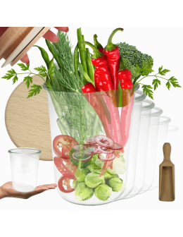 Słoiki Weck 850ml MOLD ładne drewniane wieka 6szt miarka SUCHE PRODUKTY