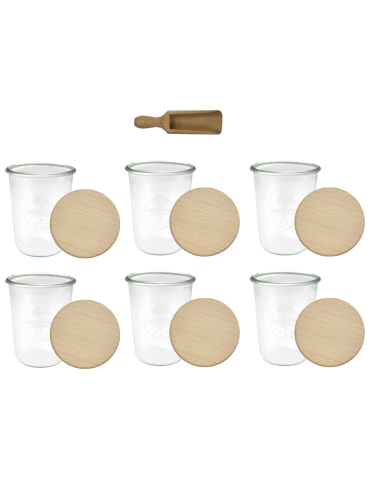 Słoiki Weck 850ml MOLD ładne drewniane wieka 6szt miarka SUCHE PRODUKTY - product 2