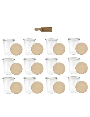 Słoiki Weck 850ml na cukier sól mąkę MOLD drewniane wieka 12szt miarka - product 2