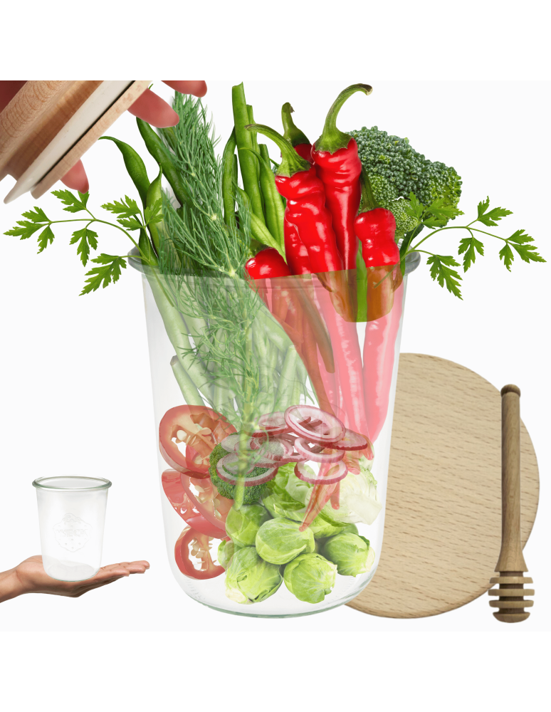 Słoiki weck - Słoik Weck 850ml do miodu MOLD drewniane szczelne wieko 1szt nabierak - product b2b.wamar.biz 1