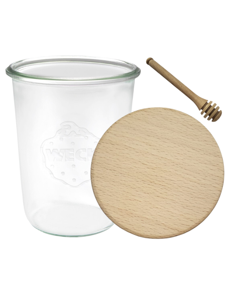 Słoiki weck - Słoik Weck 850ml do miodu MOLD drewniane szczelne wieko 1szt nabierak - product b2b.wamar.biz 2