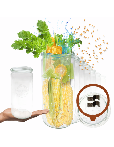 Słoiki Weck 1l 1040ml CYLINDER żaroodporne zapinki wieko gumka 6szt