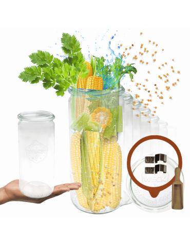 Słoiki Weck 1l 1040ml soki CYLINDER miarka spinki wieko gumka 6szt