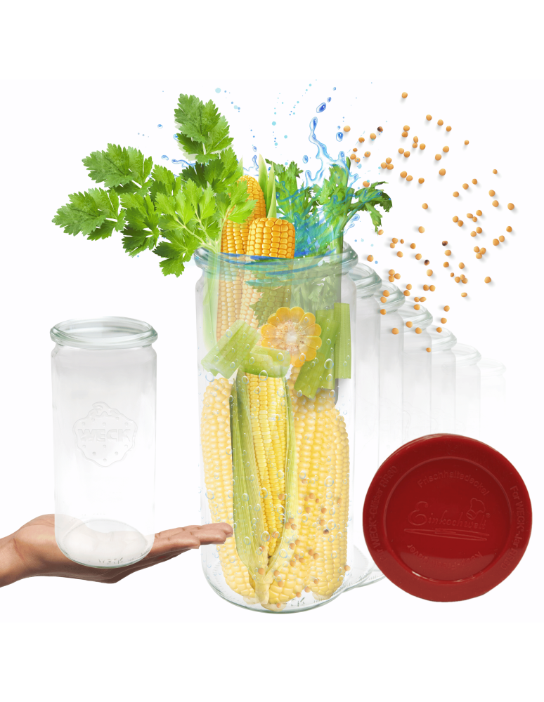 Słoiki weck - Słoiki Weck 1l płyny CYLINDER słoiki szczelne silikonowe wieka 6szt 1040ml - product b2b.wamar.biz 1